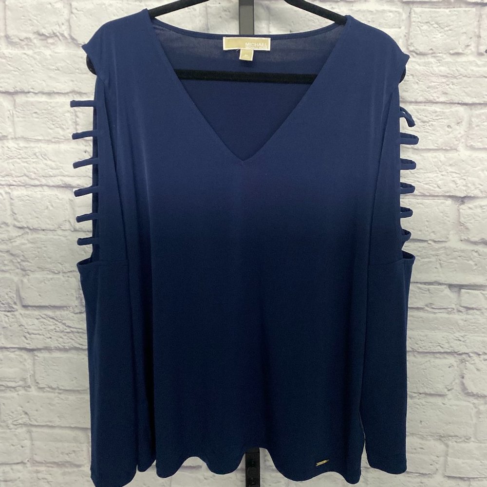 NWT Michael Kors Navy Cutout Sleeve Top